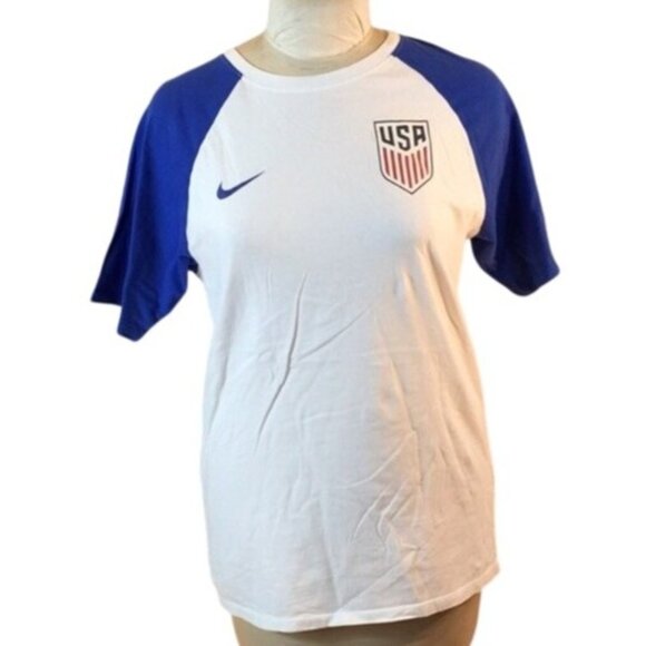 Nike Other - Nike USA Soccer Raglan Tee Athletic Cut White/Blue Medium